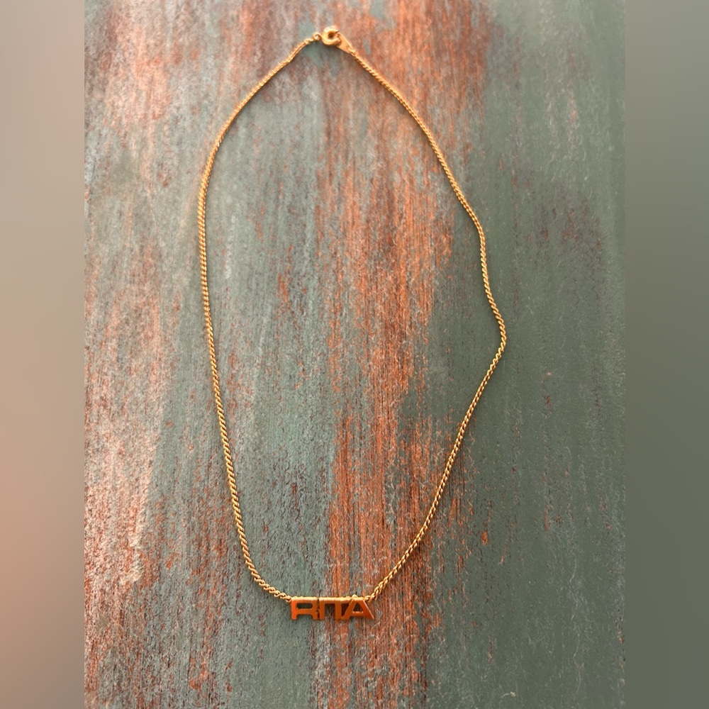 RtA Gold Chain Necklace with Logo Pendant